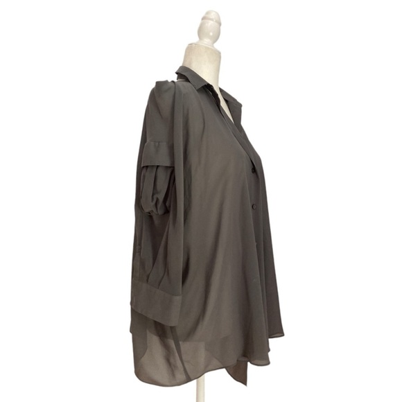 Acne Silk Chiffon Silk Blouse cutout back Collar pointed shoulder Asymmetrical - Picture 7 of 8